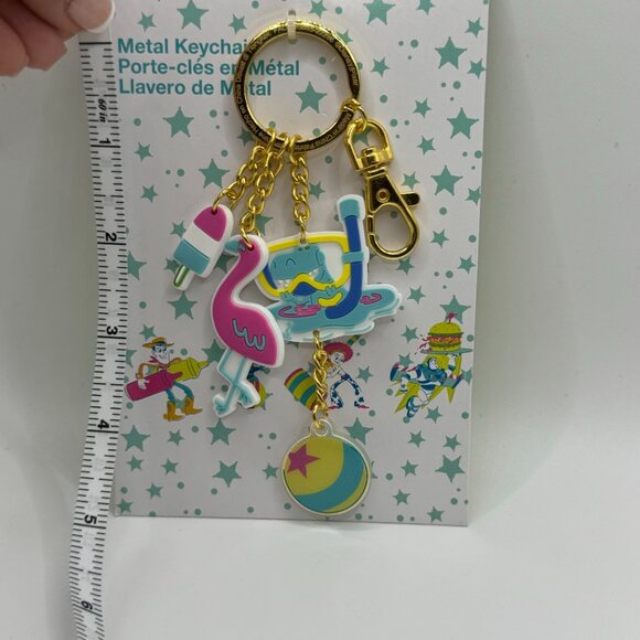 NWT Disney's Toy Story Summer Vibes Rex Flamingo Bag Charm Keychain Key Fob - Picture 4 of 4